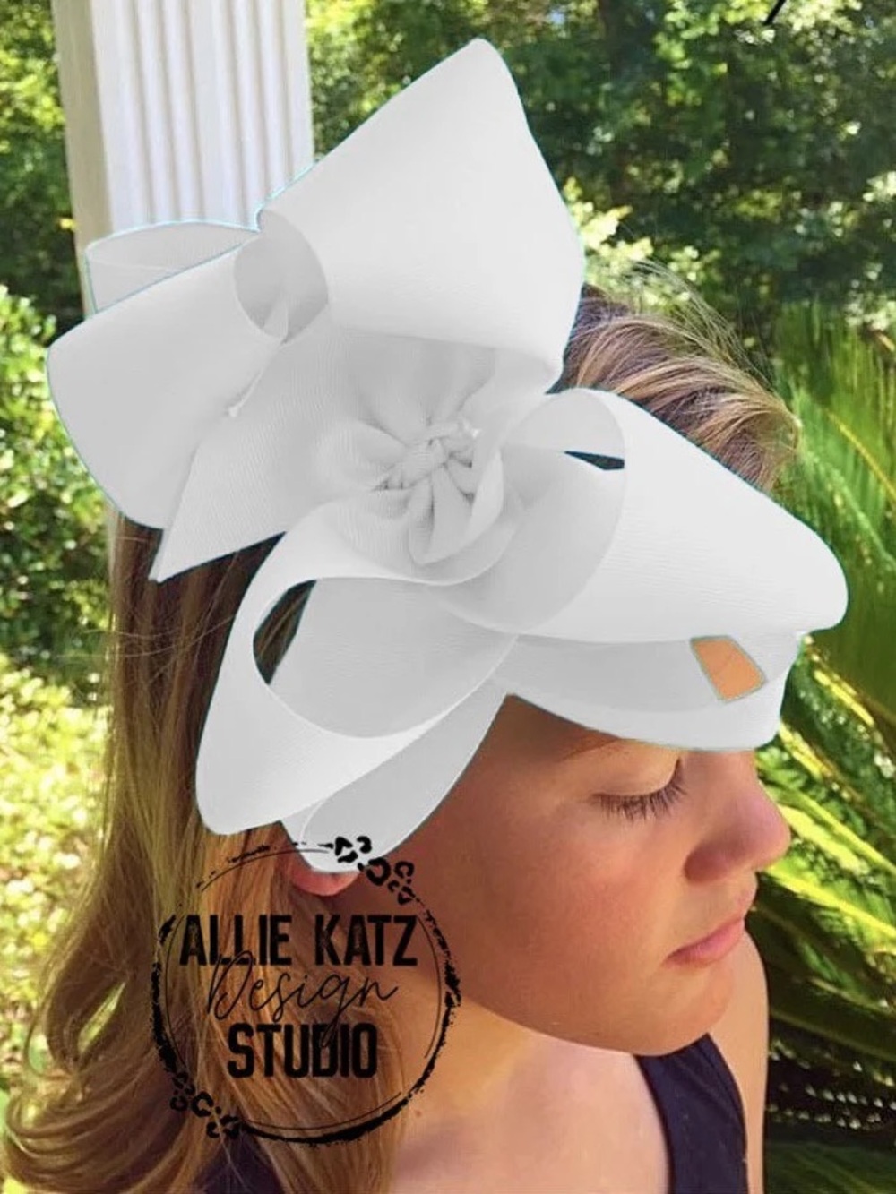 White Double Stack xlarge solid boutique 8" boutique bow